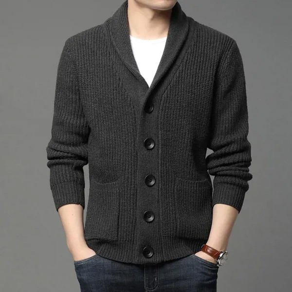 2022 высококачественный шерстяной дизайнерский толстый новый осенне-зимний брендовый модный вязаный свитер-куртка для мужчин повседневные пальто Корейская мужская одежда