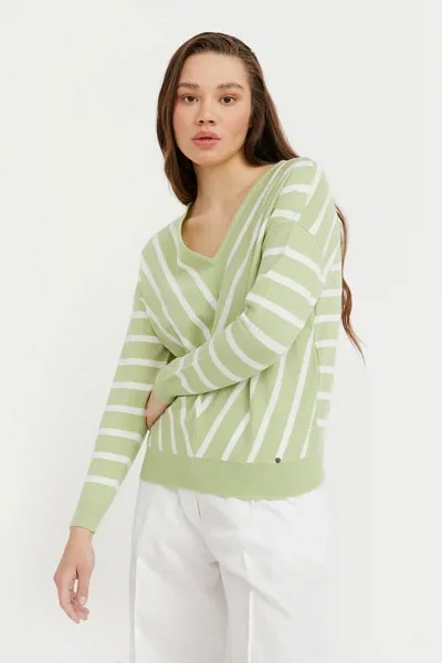 Пуловер женский Finn Flare B21-11131 зеленый XL