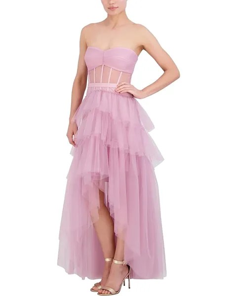 Платье BCBGMAXAZRIA Iba Tulle w/ Pearls & Rs Trim, цвет Light Mulberry