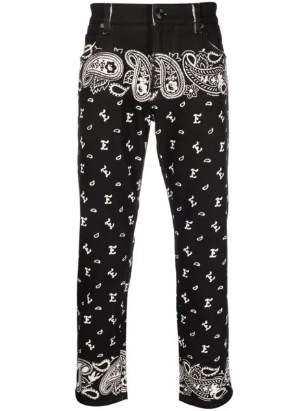 ETRO джинсы прямого кроя с принтом пейсли, черный