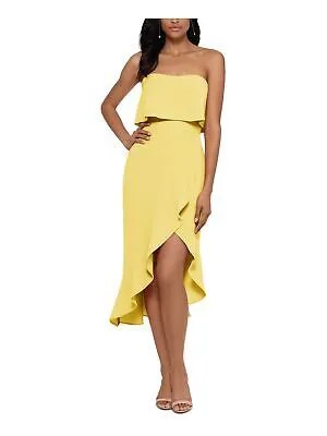XSCAPE Женское желтое короткое праздничное платье без рукавов с вырезом сердечком 4