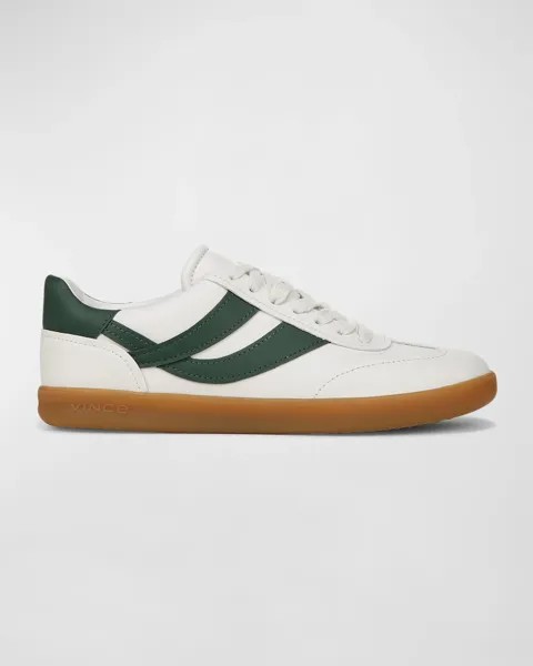 Двухцветные кожаные кроссовки Oasis в стиле ретро Vince, цвет Chalk White And Pine Green Leather