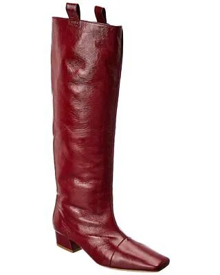 Кожаные женские сапоги до колена By Far Remy красные 35
