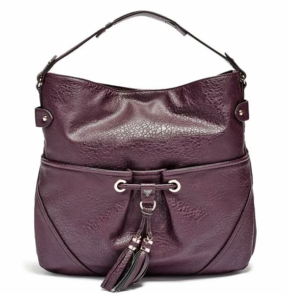 Женская сумка-шоппер GUESS Molly Tassel, большая фиолетовая дорожная сумка-хобо, кошелек