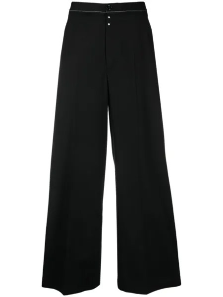 MM6 Maison Margiela широкие брюки с контрастной строчкой, черный