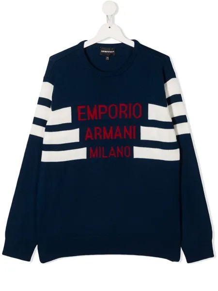 Emporio Armani Kids джемпер в полоску с отделкой в рубчик