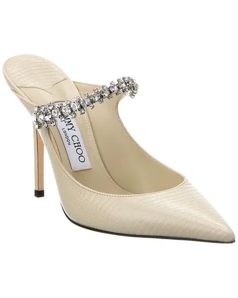 Кожаные мюли Jimmy Choo Bing 100 с тиснением под ящерицу, белый