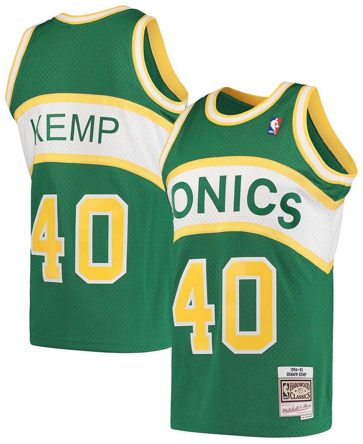 Мужская майка Shawn Kemp Green Seattle Supersonics Hardwood Classics 1994-95 Swingman Mitchell & Ness
