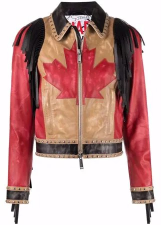 Dsquared2 куртка Maple Leaf с заклепками и бахромой