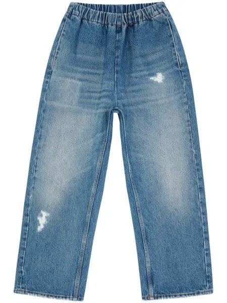 Джинсы с завышенной талией и эффектом потертости MM6 Maison Margiela, синий