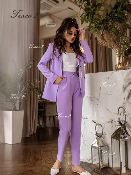 Женский костюм Purpel, Европейский популярный модный элегантный женский костюм, приталенный Блейзер, жакет, брюки, брюки