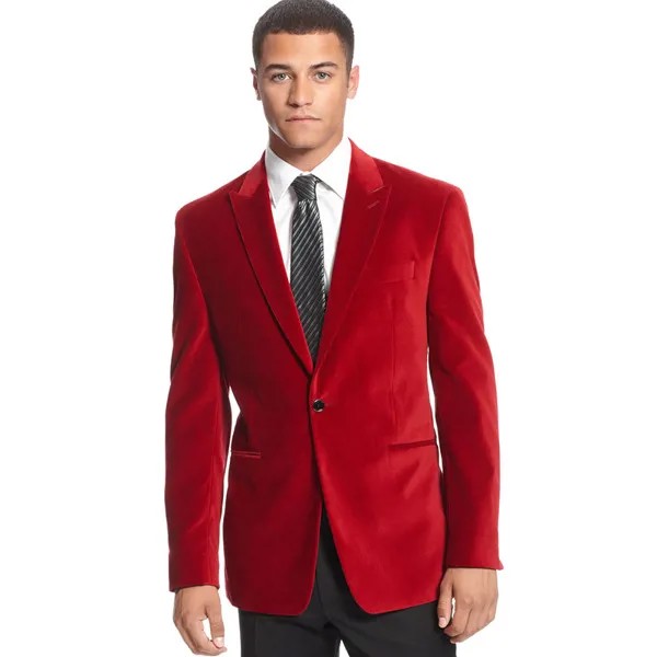 Высококачественные красные бархатные смокинги жениха на одной пуговице, пиковые мужские блейзеры с отворотом, костюмы (пиджак + брюки + галстук) NO: 431