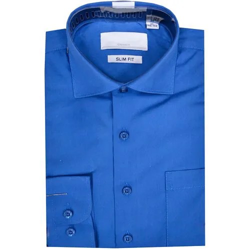 Школьная рубашка Sky Lake, полуприлегающий силуэт, на пуговицах, длинный рукав, манжеты, размер 30/122, синий