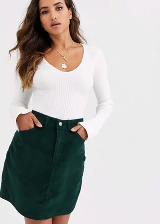 Зеленая вельветовая мини-юбка Vero Moda-Зеленый