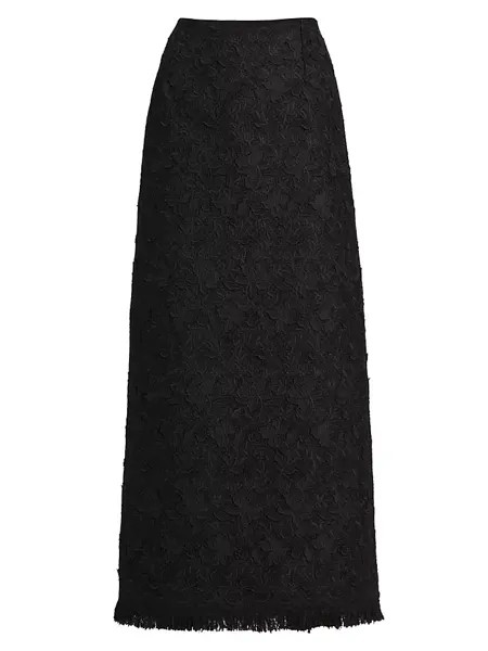 Твидовая юбка-карандаш Gardenia из гипюра Oscar De La Renta, черный