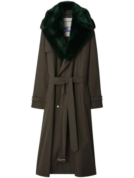 Burberry тренч Kennington с поясом, зеленый