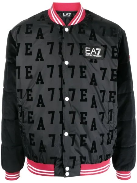 Ea7 Emporio Armani monogram-pattern bomber jacket, черный