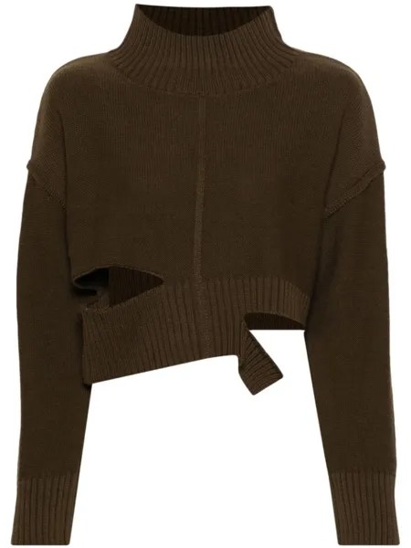 MM6 Maison Margiela укороченный джемпер с эффектом потертости, зеленый