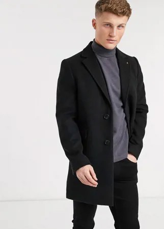 Черное пальто из переработанных материалов Burton Menswear-Черный цвет