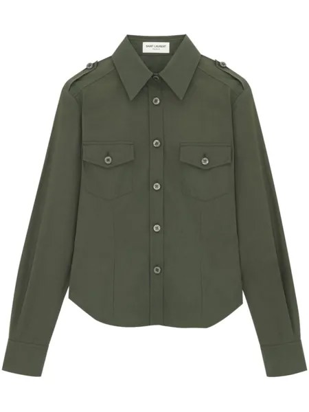 Saint Laurent рубашка на пуговицах, зеленый