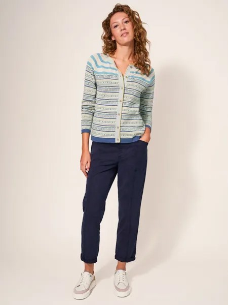 Кардиган White Stuff Lulu Stripe из органического хлопка, бирюзовый/разноцветный