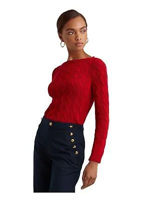 Женский красный ребристый свитер с вырезом лодочкой RALPH LAUREN с длинным рукавом и вырезом лодочкой XL