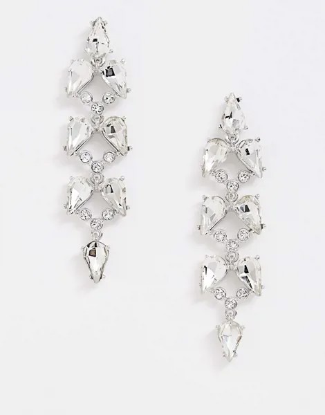 Серьги-подвески с кристаллами Swarovski Ted Baker-Серебряный