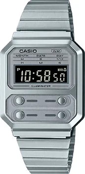 Японские наручные  мужские часы Casio A100WE-7B. Коллекция Vintage