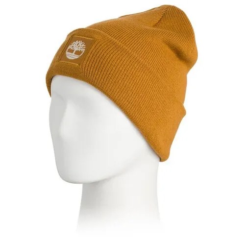 Шапка TIMBERLAND OS рыжая бини с нашивкой в тон и с отворотом Cuffed Beanie With Tonal Patch