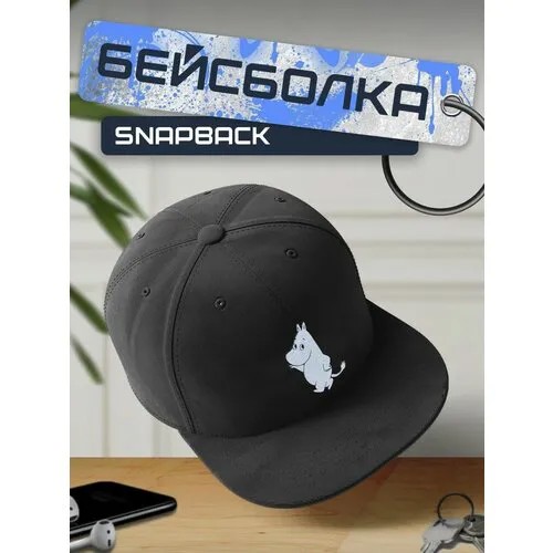 Бейсболка, кепка черная с белым принтом moomin - 63
