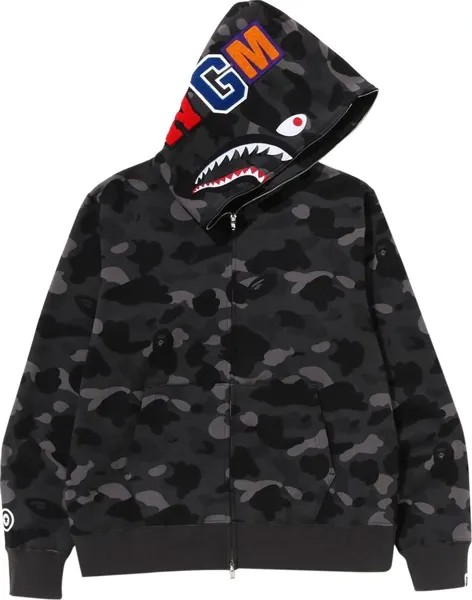 Худи BAPE Color Camo Shark Full Zip Hoodie 'Black', черный