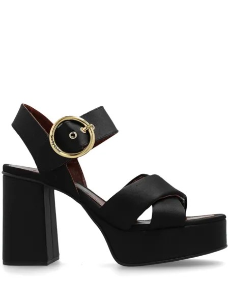 See by Chloé сандалии на атласной платформе 110 мм, черный