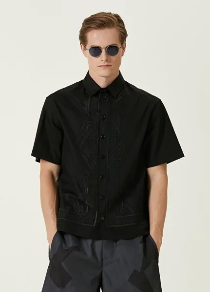 Рубашка с коротким рукавом с вышивкой в черную полоску Neil Barrett