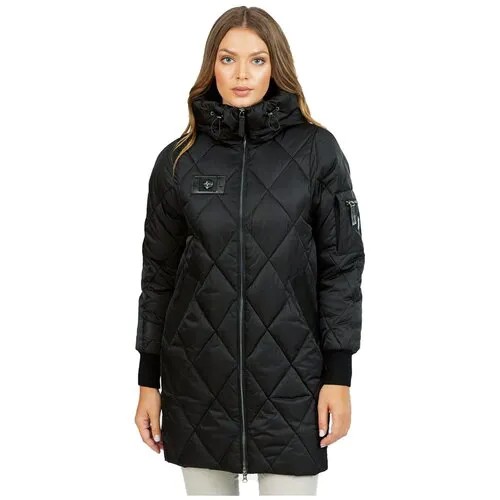 NortFolk Пальто женское зимнее /Полупальто женское зимнее / Куртка женская зима цвет черный размер 48