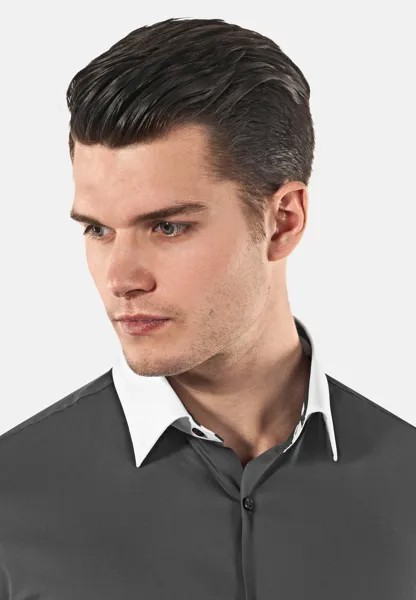 Классическая рубашка Super Fitted Stretch Vincenzo Boretti, dunkelgrau weiß