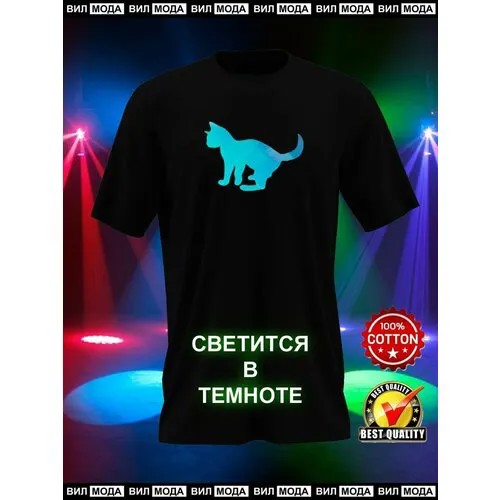 Футболка VilModa Котенок черная с белым принтом L