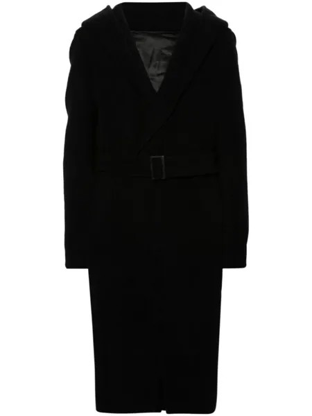 Rick Owens кашемировое пальто Slim Hoodie, черный