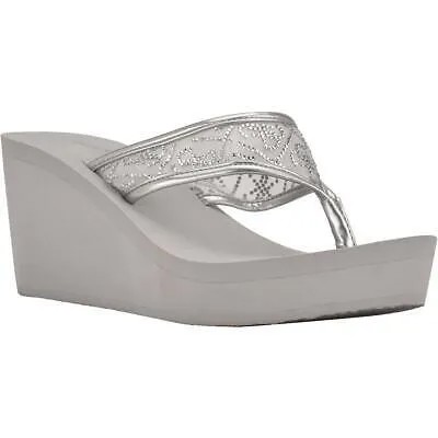 Guess Womens Surryn Silver Thong Platform Sandals Shoes 6 Medium (B,M) BHFO 4992