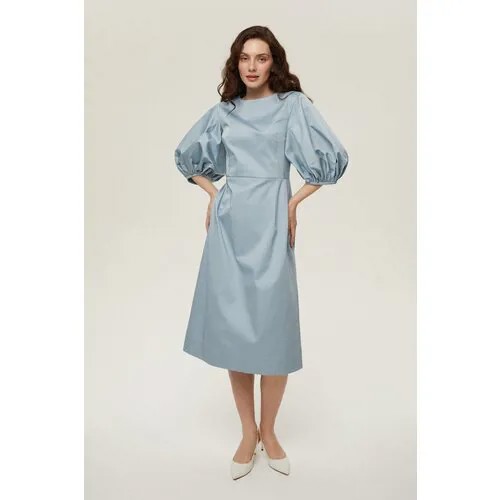 Платье из хлопка с рукавами-буфами Olga Skazkina, небесно-голубой, размер 48