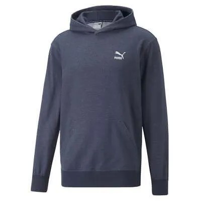 Puma Classics Soft Ink Logo Pullover Hoodie Мужская синяя повседневная спортивная верхняя одежда