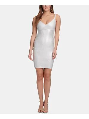 MARCIANO Женское серебряное облегающее платье выше колена на тонких бретельках XS