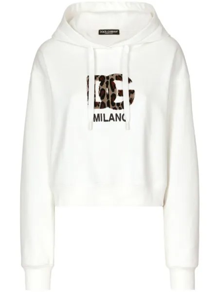 Dolce & Gabbana худи с нашивкой-логотипом, белый