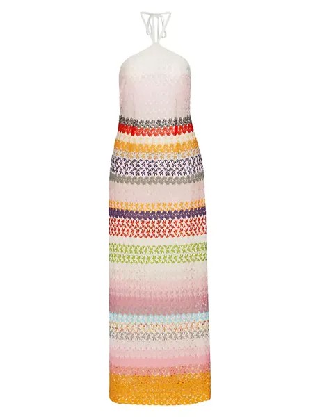 Вязаное платье с открытой спиной и бретельками крючком Missoni, мультиколор