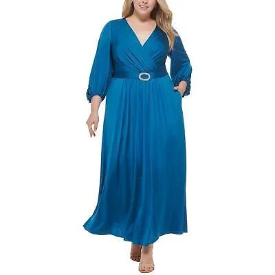 Женское синее вязаное вечернее платье с длинными рукавами Eliza J Plus 18W BHFO 0437