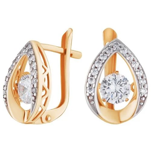 Серьги Ювелир Карат, серебро, 925 проба, золочение, кристаллы Swarovski