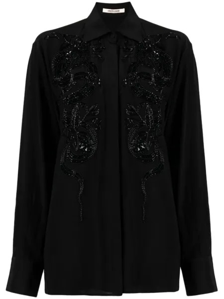 Рубашка с аппликацией из бисера Roberto Cavalli, черный