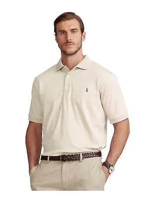Мужская хлопковая футболка-поло POLO RALPH LAUREN бежевого классического кроя XLT