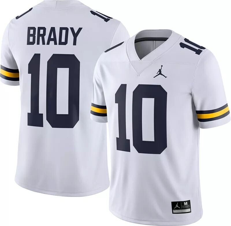 Мужская белая майка Jordan Michigan Wolverines Tom Brady № 12 Dri-FIT Game Football