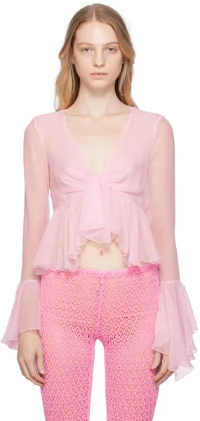 Розовая блузка с рюшами Blumarine