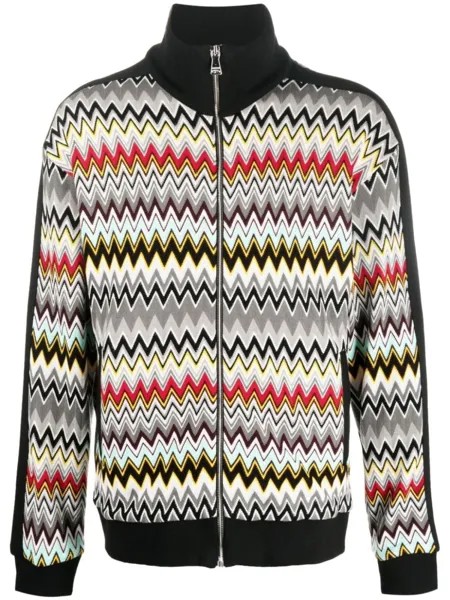 Missoni толстовка на молнии с узором зигзаг, черный